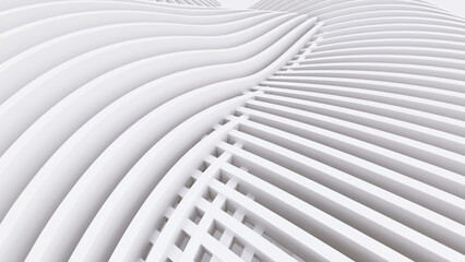 Abstract Curved Shapes. White Circular Background.