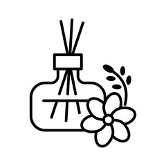 flower vase with sticks spa outline icon vector illustration