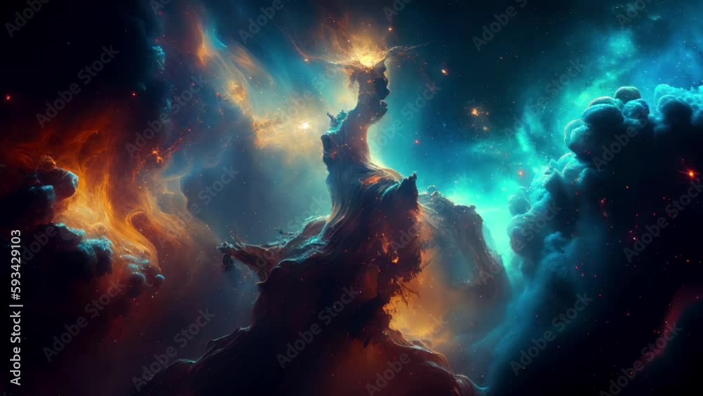 Wall mural space and glowing nebula background. motion.