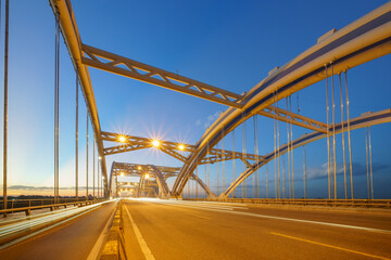 Dong Tru bridge during twilight period in Hanoi, Vietnam