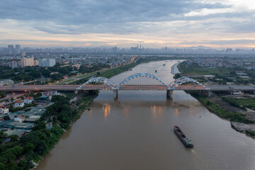 Dong Tru bridge during sunset period in Hanoi, Vietnam