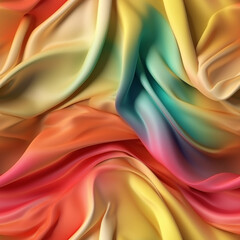 Luxury gradient rainbow colors silk fabric texture, elegant seamless pattern, realistic light and shadow background, photorealistic wallpaper, generative ai