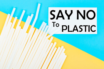 The Say no to plastic plastic drinking straws. Garbage Environment pollustion concept.