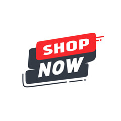 Shop now banner design icon. Modern vector.