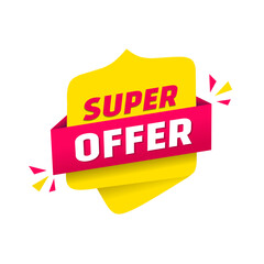 super sale banner design vector template. Flat web element.