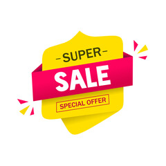 Super sale banner design. Special offer concept. Flat style vector illustration.