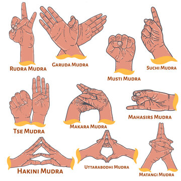 Yoga Mudra gestures set 10 hand gesture