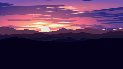 sunset over mountains