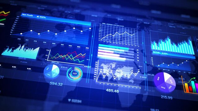 Digital data graph processing investment and business statistics, Market data and Infographics animation, Business and market data analysis and reports, with infographics background