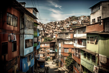 Fototapeta premium over populated small community