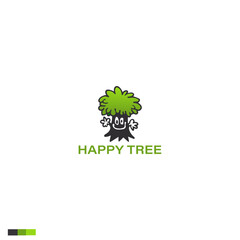 Happy tree vector logo for your business