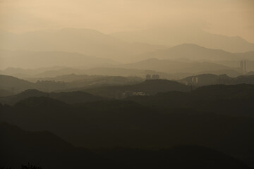 Taiwan mountain range at dusk