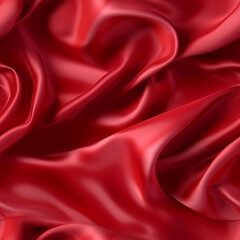 Naklejka na ściany i meble Luxury passion red silk fabric texture, elegant seamless pattern, realistic light and shadow background, photorealistic wallpaper, generative ai