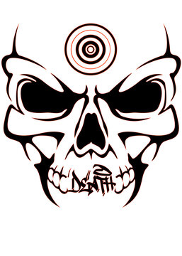 black and red death metal skull