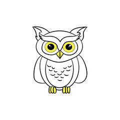 Vector coloring book  owl bird cartoon.
