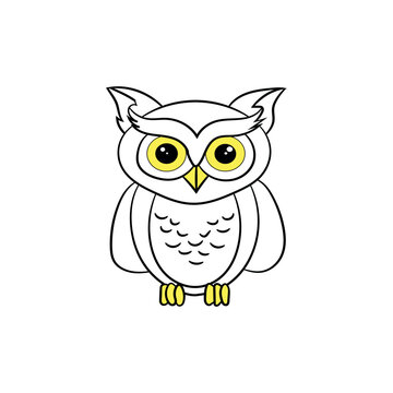 Vector coloring book  owl bird cartoon.