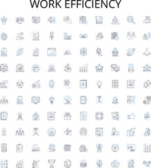 Work efficiency outline icons collection. Productivity, Effectiveness, Proficiency, Quickness, Speed, Dynamism, Skillfulness vector illustration set. Preciseness, Competence, Systematic linear signs