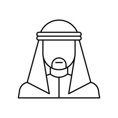 Arabian man icon design in traditional islamic clothes. isolated on white background. vector illustration
