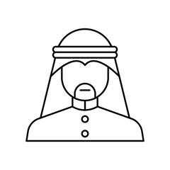 Arabian man icon design in traditional islamic clothes. isolated on white background. vector illustration