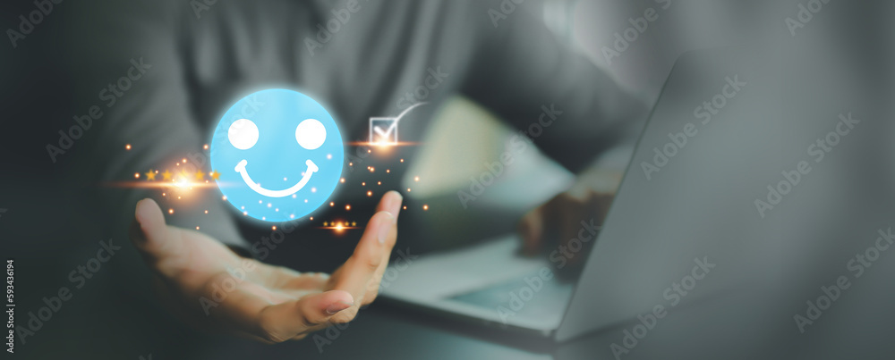 Aufkleber customer service satisfaction survey feedback for business review rating and best service or finance