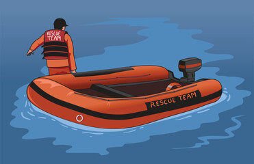 illustration of rescue team boat