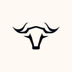 Modern minimalist bull head logo illustration design vector