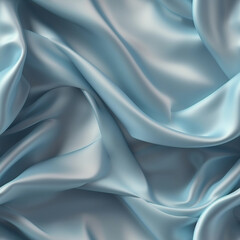 Luxury light blue silk fabric texture, elegant seamless pattern, realistic light and shadow background, photorealistic wallpaper, generative ai