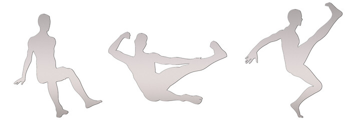 set of male silhouettes isolated on transparent background, 2d illustration
