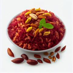 red basmati rice with nuts