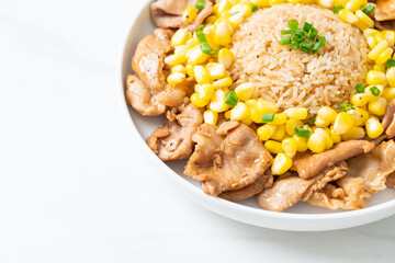 fried rice with pork sliced and corn