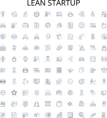 Lean startup outline icons collection. lean, startup, agile, methodology, business, iterative, product vector illustration set. development, holistic, customer linear signs