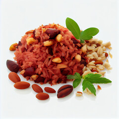 red basmati rice with nuts