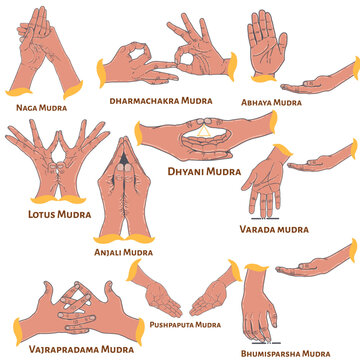 Spiritual Mudras set of 10 vector