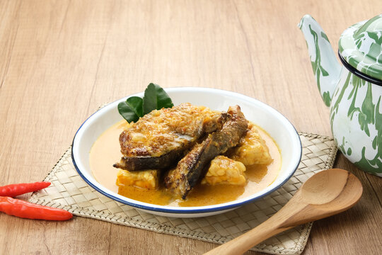 Mangut, made from smoked stingray fish cooked with spices and coconut milk. Indonesian traditional food.
