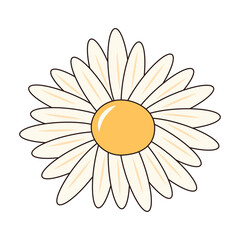 Groovy retro daisy. Vintage hippie psychedelic flower.