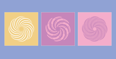geometric tectured circle swirl shapes set