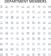 Department members outline icons collection. Staff, personnel, associates, employees, members, workers, colleagues vector illustration set. colleagueship, team, team-members linear signs