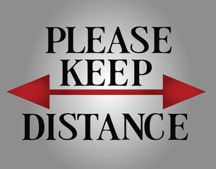 Social distancing sign please keep distance vector
