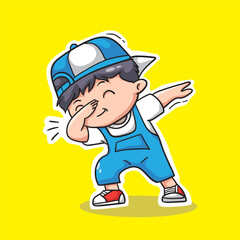 a cute workshop boy illustration is dabbing