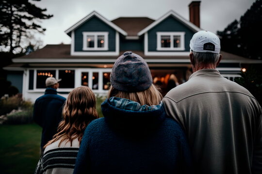 Family moving into their new home, home choice concept Generative AI