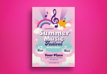 Pink Gradient Summer Music Festival Flyer Layout