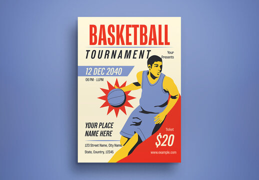 Cream Vintage Basketball Tournament Flyer Layout