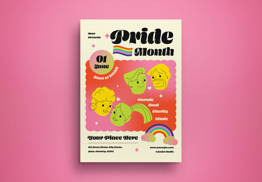Red Doodle Pride Month Flyer Layout