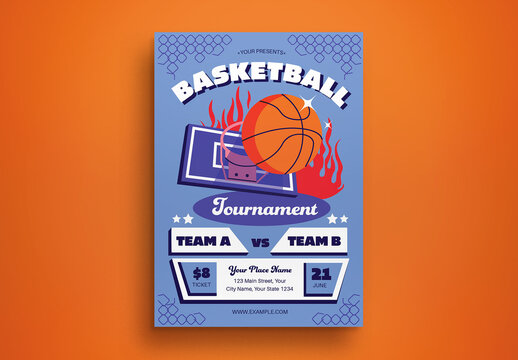 Blue Basketball Tournament Flyer Layout