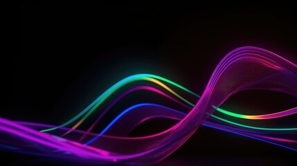 Fototapeta premium Neon glowing light wave. glow effect for music video background, dj graphics, vj background