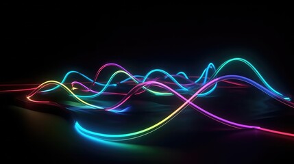 Neon glowing light wave. glow effect for music video background, dj graphics, vj background
