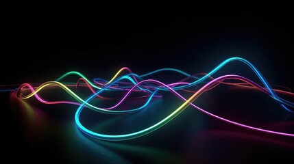 Neon glowing light wave. glow effect for music video background, dj graphics, vj background