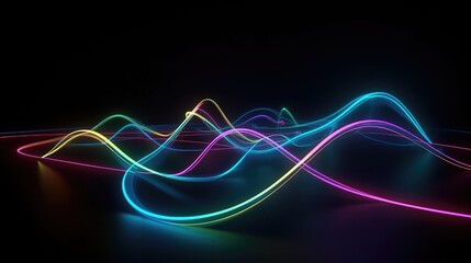 Neon glowing light wave. glow effect for music video background, dj graphics, vj background