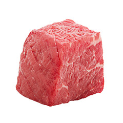 Cube of raw beef meat isolated on transparent background