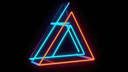 Glowing Neon Triangle  inside metavarse virtual environment with digital wave, fantasy world with heavy neon glowing, music video background and dj concert graphics